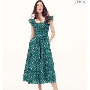 Hill House Home Ellie Nap Dress - Emerald Trellis